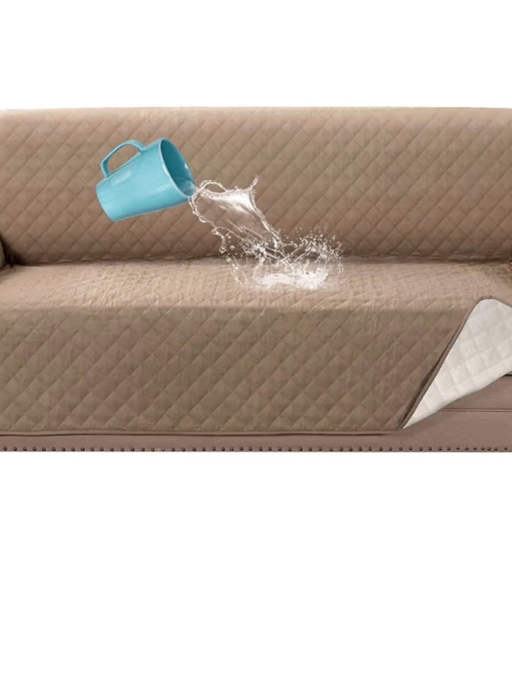 Waterproof Quilted Sofa Protector Slipcover - Tan